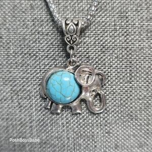 Turquoise elephant charm necklace